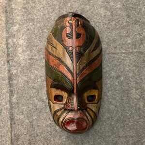 Hand Carved Wooden Mask Indonesia Balinese Sculpture Wall Hanging Art
